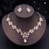 Kettingen Water Drop Butterfly Bruids sieraden Sets voor vrouwen oorrang ketting set strass kristal bruiloft sieraden sets 3 pc's geschenken