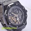 AP Tactical Wrist Watch Royal Oak Series 15416Ce Black Ceramic Double Swivel 41mm Hollow Dial With Transparent Bottom Automatic Machinery Watch