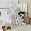 Moda bebek etek renkli desen baskı prenses elbise boyutu 90-140 cm çocuk tasarımcı kıyafetleri yazlar parti kızları 24 açıklama
