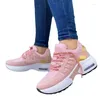 Casual Shoes 2024 Ladies Sneakers Lace Up Wedge Heel Vulcanized Thick Sole Air Cushion Stor storlek 43 Kvinnor