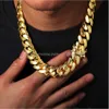 Hurtownia 10 mm 22 mm Solid Cuban Choker Hip Hip Miami Link Chain Mens 14K 18K Real Gold Plated