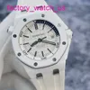 AP Diving Wrist Watch Royal Oak Offshore Series 15707CB White Ceramic Mens Watch with Blue and White Color Matching Automatic Mechanical Watch 42mm