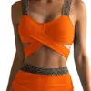 Bikini de traje de baño de moda de moda abierta Bikini de la cintura alta que cubre la banda elástica de oro del vientre Y05 2024 0424-6