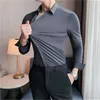 남자 캐주얼 셔츠 럭셔리 남성 셔츠 하이 스트레치 한국 스타일 슬림 한 핏 디자인 블라우스 남자 화학 화학 4xl 카미사 남성 5 색