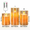 3pcs / set LED Cougies électriques sans flammes légères batterie en verre acrylique scintillant faux pour le décor de Noël de la fête de mariage 240417