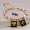 Beaded Woven Pearl Cross Heart Bracelet Beaded Miyuki Boho Christian Religious Charm Jewelry Womens 2023 Fashion Love Blessing Gift 240423