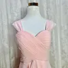 Party Dresses Anxin Sh Pink Chiffon kort dragkedja Evening Dress Vintage Princess Spaghetti rem en linje brudtärna lite svart