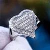 Wedding Rings Luxury Female Small White Zircon Stone Heart Engagement Ring Trendy Silver Color Bride Jewelry Gift For Women