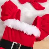 One-Pieces Christmas Toddler Baby Girls Velvet Fur Trim Romper Dress + Hairband Set Xmas Costumes Princess Lovely Jumpsuits Clothes