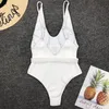 Zwempak vrouwen badkleding sexy wit 2024 v nek badpak bodysuit zwempakken voor strandkleding monokini 240417