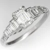 Banden Huitan Crystal Geometric Cubic Zirconia Silver Color Rings For Women Elegant Engagement Wedding Bands Accessoire Eeuwigheid Sieraden
