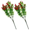 Dekoratif çiçekler 2 adet simüle biber buket dekorasyon vazo yapay biber sapları plastik dal sebze dalları