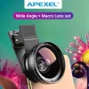 Filtreler Apexel HD 0.45x Süper Geniş Açılı lens 12.5x Süper Makro Lens 2in1 Kamera Lens Kiti Tüm akıllı telefon için 37mm evrensel klipsli