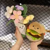 Peluş bebekler kawaii hamburger peluş oyuncak yumuşak doldurulmuş buket yastık komik yemek / çiçek yastığı sevimli burger bebek yaratıcı doğum günü hediyesi2404