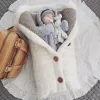 세트 겨울 아기 ​​소년 여자 담요 봉투 두꺼워서 신생아 베이비 침구 랩을위한 극성 양털 유아용 유아용 침낭