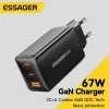 充電器ESSAGER GAN USB TYPE C充電器67W 45W PPS PD QC4.0 MacBook用クイック充電器iPad Tablet iPhone 14 13 Samsung S23 Ultra