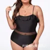 Feipo Large Nieuw One Piece Solid Color Sling met ruche rand van de achterkant sexy bikini zwempak