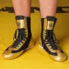 Sapatos Sapatos profissionais de luta livre de boxe meninos e adolescentes malha de combate respirável tênis de ouro
