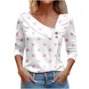 T-shirt pour femmes Tops d'été Tops à manches courtes à manches décontractées en V imprimées à trois quarts T-shirt Young Womens 2024 Tendances 240423