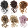 Chignon syntetiska kvinnors hårbullar lockiga chignon ombre hår messy bullar updo scrunchies elastic band hårstycke för kvinnor