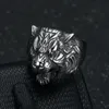 Megin D Stainless Steel Animal Head Punk Rings for Men Women Couple Friends Gift Fashion Jewelry 240420
