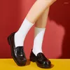 Chaussures décontractées belles filles lolita japonais jk sweet étudiants pu cuir mid theels mods peu profonds