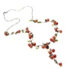 Ketten Geschenk aktiver Anhänger Mode Vine Korean Long Pullover Kette schöne rote Kirschen Frauen Halskette