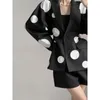 Women's Jackets Women Outerwear With Niche Design Simple White Polka Dot Hollowed Out Waist Slimming Effect Irregular Style Of Suit