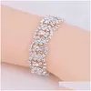 Jewelry Sets Bangle Designer Treazy Sier Color Rhinestone Crystal Bridal For Women Necklace Earrings Bracelet Set Drop Delivery Otqsu