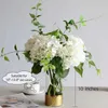 Faux Floral Greenery 4 PCS Hydrangea Flowers Flowers Touch Real Touch Latex Coderangea for Wedding Bouquet Party Decor T240422