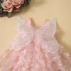 One-Pieces Pudcoco Säugling Neugeborene Baby Mädchen ROMPER KIND, ärmellose Falten Schmetterling Tulle Patchwork Aline Kleid für Party 024m