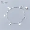 Strands Modian Ny 925 Sterling Silver Lovely Mini Star Moon Armband eller Anklet Fit Women Minimalism Style Fine Jewelry Friendship Gift