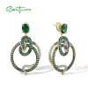 Oorbellen Santuzza echt 925 sterling zilveren stud oorbellen voor dames groen spinel witte cz ombre slangen safari prachtige fijne sieraden