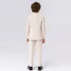 Blazers Children Formal Beige Suit Set Boy Blazer Pants Bowtie Clothes Kids Wedding Party Performance Catwalk Show Photogray Costume