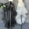 Rokken asymmetrische zoete lolita ruches mesh zie door rok voor vrouwen schattig gordijn pure deksel dun lang