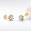 Stud 2 Carat D Color Moissanite Diamond Earrings Yellow Gold 925 Sterling Silver For Women Girls FashionStud Effi22253V