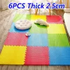 Tapis de mousse 6pcs mousse puzzle épais 2,5 cm de puzzle tapage bébé jeu tapis bébé tapis de jeu de pied de pied de jeu d'enfants jeu de gymnase de jeu de gym