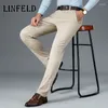 Мужские брюки Linfeld Mens Chotcon Casual Etrate мужские брюки Man Long прямые высококачественные 4 цвета плюс классические брюки для мужчин для мужчин