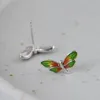 أقراط مسمار FNJ Shaolan Dragonfly 925 Silver Original Pure S925 sterling arring for Women Jewelry حظًا سعيدًا