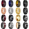 Anillos de boda Fashion Mens de 8 mm Grove Groove Edge biselado Tungsteno Anillo de fibra de carbono de boda Anillo de acero inoxidable para hombres para hombres