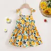 Vestidos de criança mais jovem vestidos de limão garotas meninas de abacaxi vestido de frutas roupas de verão vestido de garotinha de mola de primavera