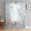 Gordijn Coral Sea Shell Starfish Jellyfish Triangle Tule Sheer Curtains for Living Kitchen Children Slaapkamer Voile Hanging