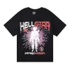 Herr t-shirts hellstar 2024 ny fashionabla t-shirt abstrakt karaktär lös tryck rap lns avslappnade korta ärmar