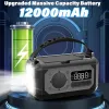 Radio 12000MAh Emergency Weather Radio Hand Crank Radio Solar Radio Portable AM/FM/ Radio with Flashlight Reading LampA