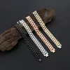 Braccialetti Logo personalizzato larghezza 10 mm da 15 mm braccialetti dorati Nome incisione personalizzata gratis Bracciale per la catena di orologio in acciaio inossidabile per uomini donne