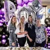 Décoration de fête 134pcs Purple Black Silvery Balloon Arch Garland Kit pour le sexe d'anniversaire Révèle des ballons de douche de bébé