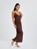 Women's Swimwear Sleeveless Sheer Mesh Maxi Dress With Plunging V-Neckline And Open Back For Night Parties Beachwear Cover Up