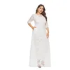 Plus Size Elegant Slight Stretch Bridesmaid Party Evening Maxi Long Dress With Pocket For Women QB17