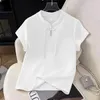 Koszulki damskie Chiński styl guziki w dół szyi kobiety Kobiety z krótkim rękawem letnia moda elegancka całkowicie meczowa casual crop top biały morel