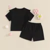 Ensembles de vêtements 0-18m Baby Girls Tenues d'été Summer Color Ruffles T-shirt à manches courtes sur les shorts élastiques